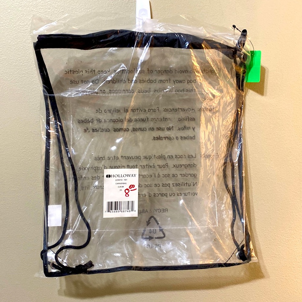 Clear Cinch Sack Bag